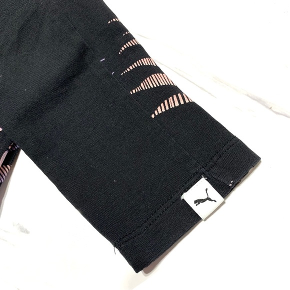 Puma Women’s Black Pink Leaves Print On Sides Lightweight Leggings Size XS/Small - Picture 6 of 12